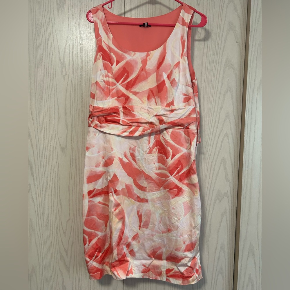 Ann Taylor Coral and White Floral Midi Dress